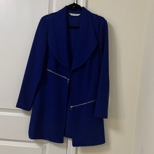 Peter Nygard-Royal Blue Textured Zip-Front Trench Coat